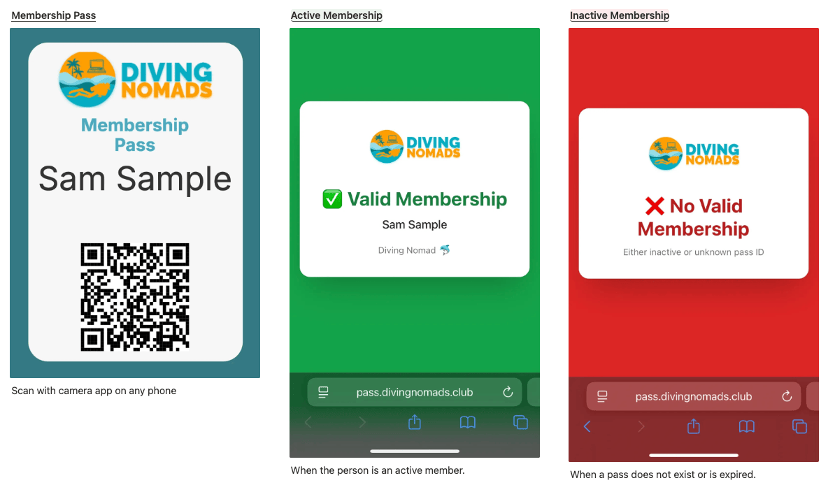 Membership Pass Verification (Example from our Partner page in Notion)