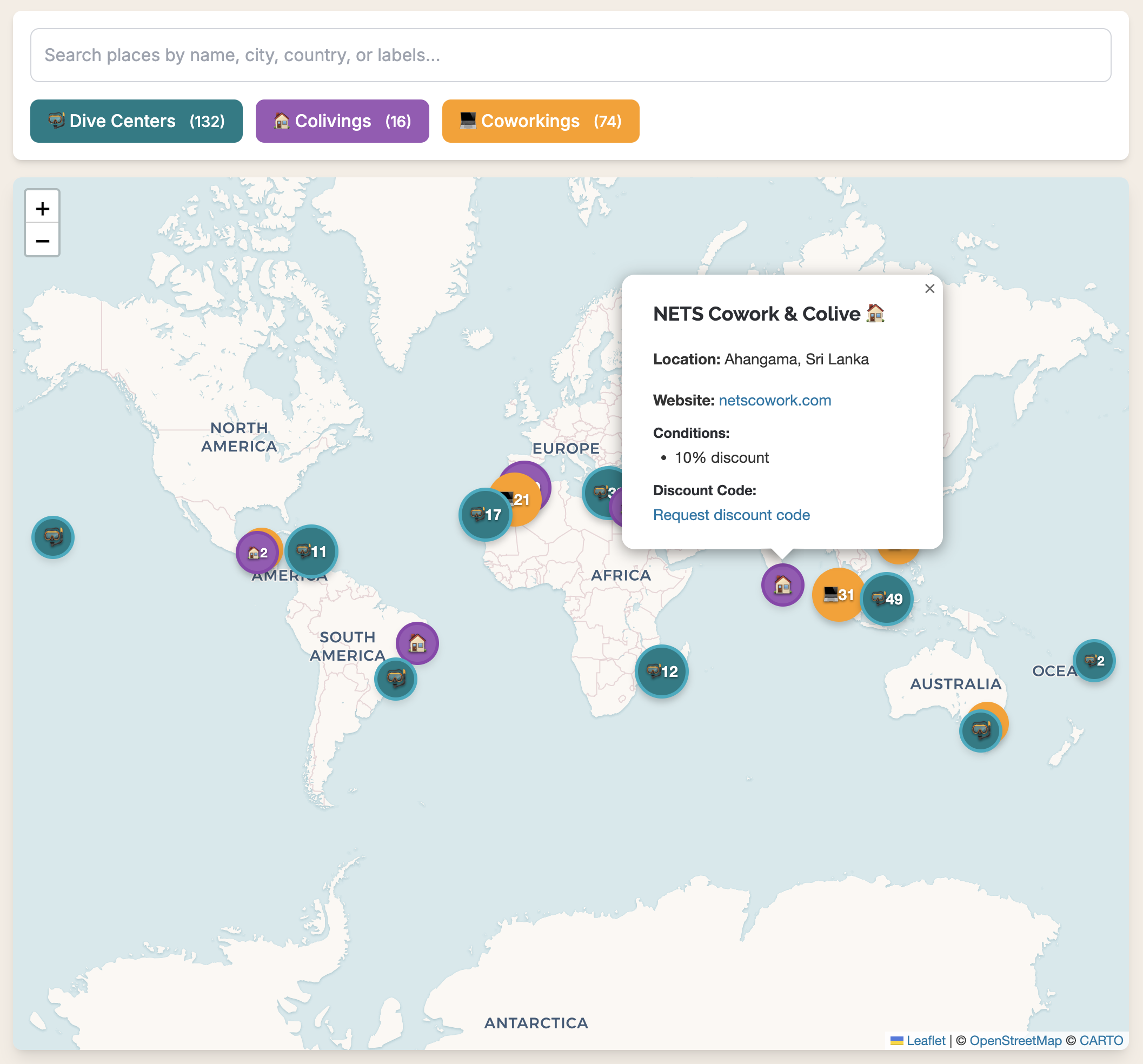 Diving Nomads Member Map