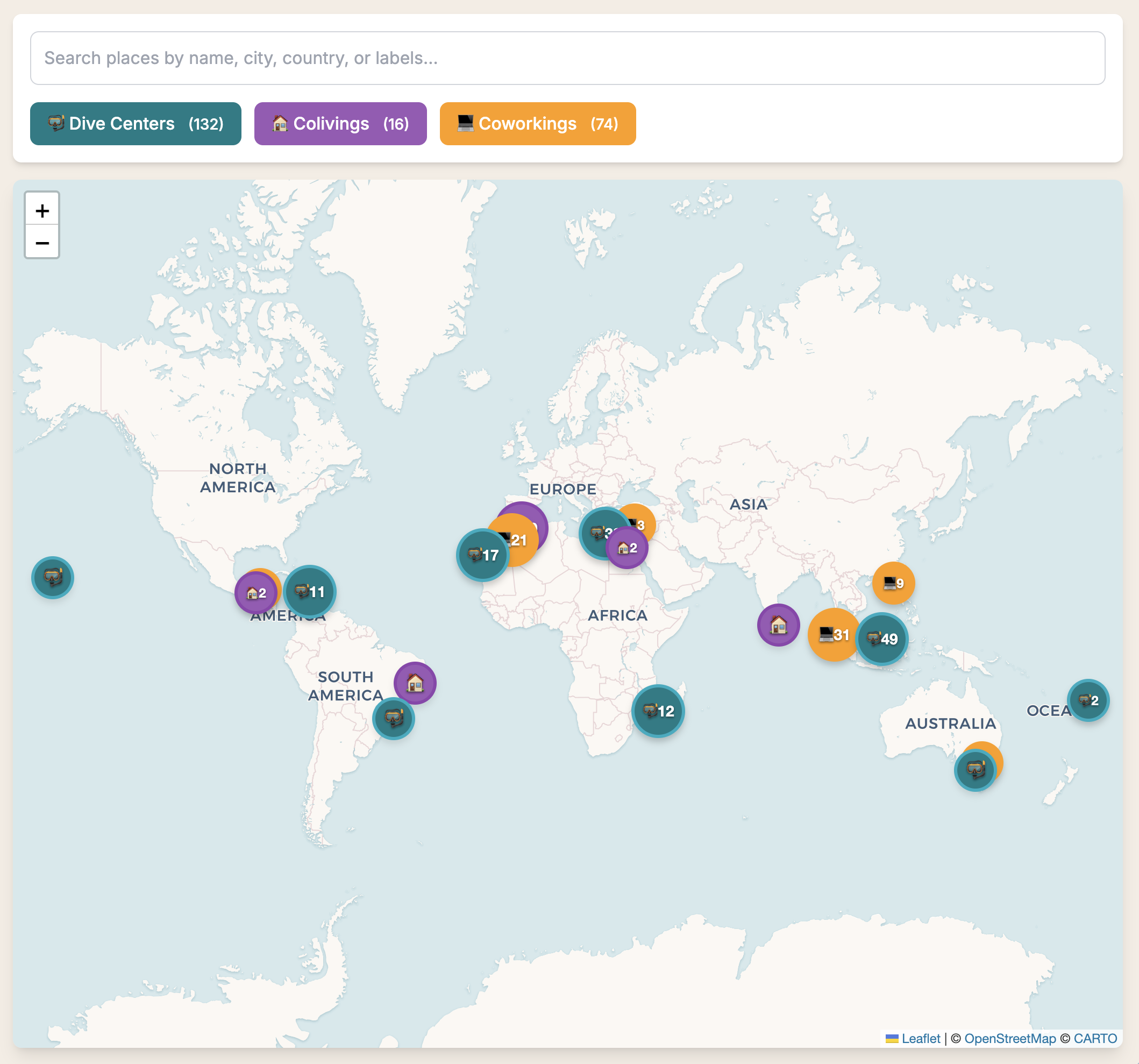 Diving Nomads Partner Map